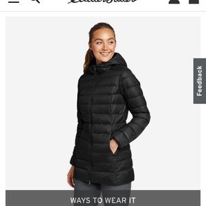 Eddie Bauer Womens Large Black CirrusLite Down Parka Jacket